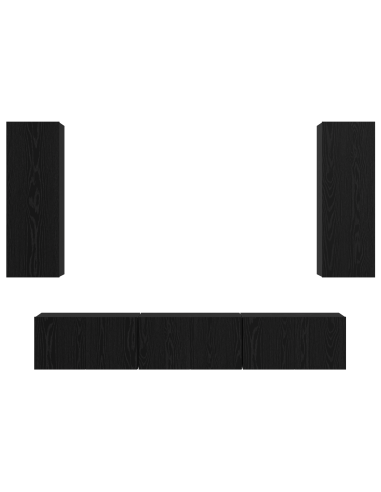 Set mobile TV 5 pcs Rovere Nero Legno multistrato