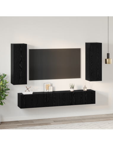 Set mobile TV 5 pcs Rovere Nero Legno multistrato