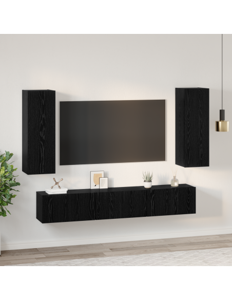 Set mobile TV 5 pcs Rovere Nero Legno multistrato