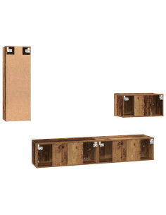 Mobile TV da Parete 4 pcs Legno vecchio Legno multistrato