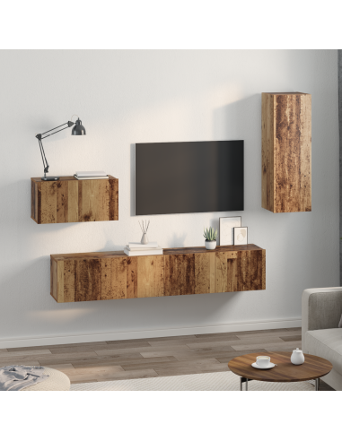 Mobile TV da Parete 4 pcs Legno vecchio Legno multistrato