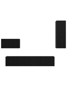Mobile TV da Parete 4 pcs Rovere Nero Legno multistrato 2