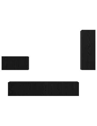 Mobile TV da Parete 4 pcs Rovere Nero Legno multistrato