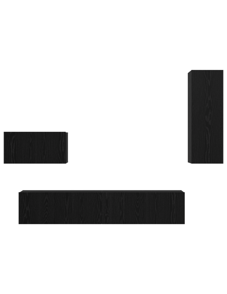 Mobile TV da Parete 4 pcs Rovere Nero Legno multistrato