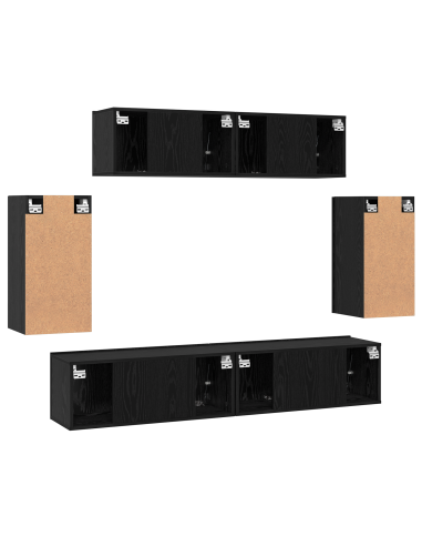 Set mobile TV 6 pcs Rovere Nero Legno multistrato