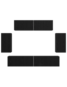 Set mobile TV 6 pcs Rovere Nero Legno multistrato 2