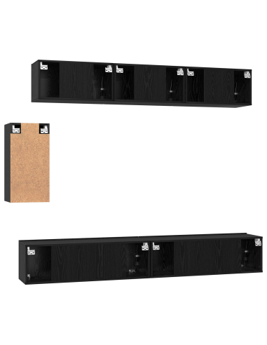Set mobile TV con cassetto 6 pcs Rovere Nero Legno multistrato