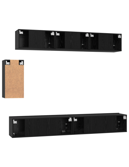 Set mobile TV con cassetto 6 pcs Rovere Nero Legno multistrato