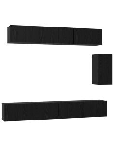 Set mobile TV con cassetto 6 pcs Rovere Nero Legno multistrato 2