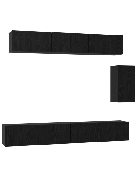 Set mobile TV 6 pcs Rovere Nero 100 x 30 x 30 cm