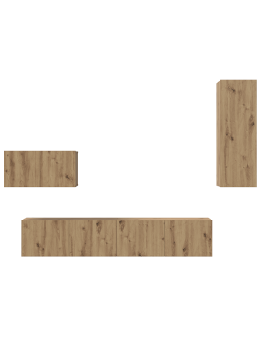 Mobile TV da Parete 4 pcs Rovere artigianale Legno multistrato