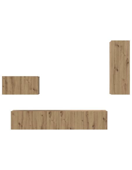 Mobile TV da Parete 4 pcs Rovere artigianale Legno multistrato