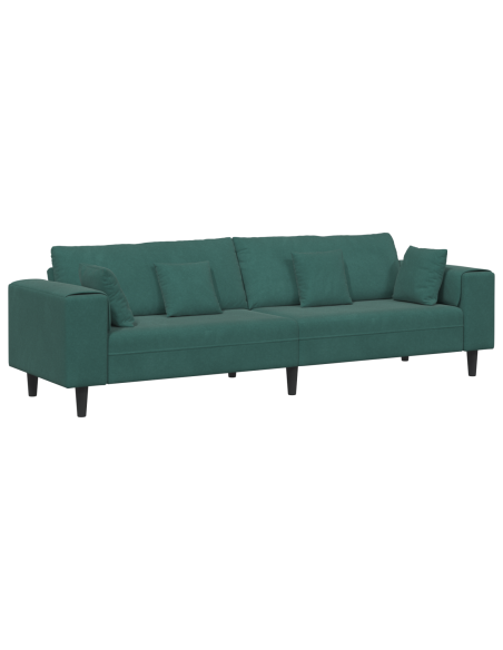 Divano in Velluto con cuscino con cuscino Verde Scuro 208 cm Velluto