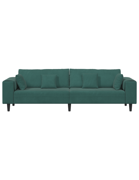Divano in Velluto con cuscino con cuscino Verde Scuro 208 cm Velluto