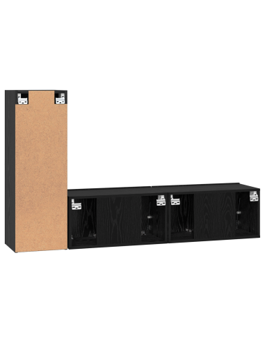 Set mobile TV 3 pcs Rovere Nero Legno multistrato