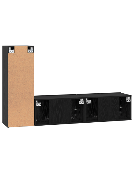 Set mobile TV 3 pcs Rovere Nero Legno multistrato