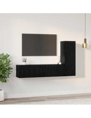 Set mobile TV 3 pcs Rovere Nero Legno multistrato