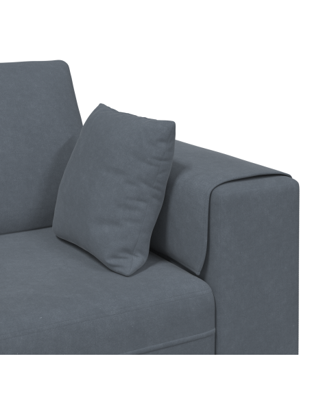 Divano in Velluto con cuscino con cuscino Grigio scuro 208 cm Velluto