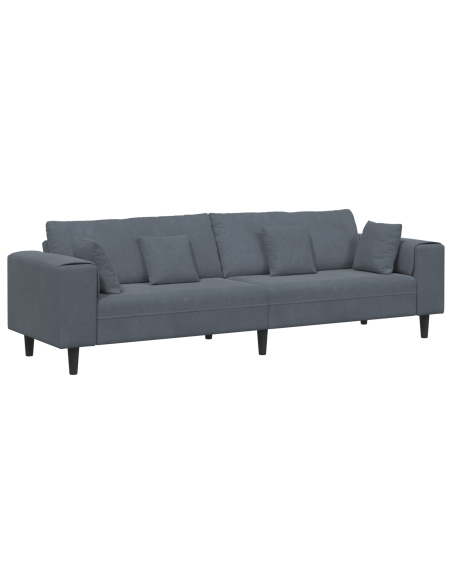 Divano in Velluto con cuscino con cuscino Grigio scuro 208 cm Velluto