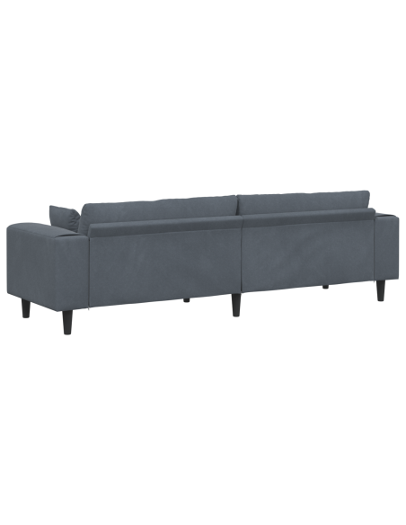 Divano in Velluto con cuscino con cuscino Grigio scuro 208 cm Velluto