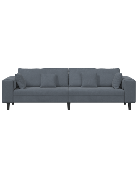 Divano in Velluto con cuscino con cuscino Grigio scuro 208 cm Velluto