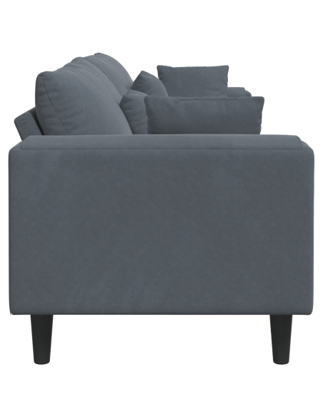 Divano in Velluto con cuscino con cuscino Grigio scuro 208 cm Velluto