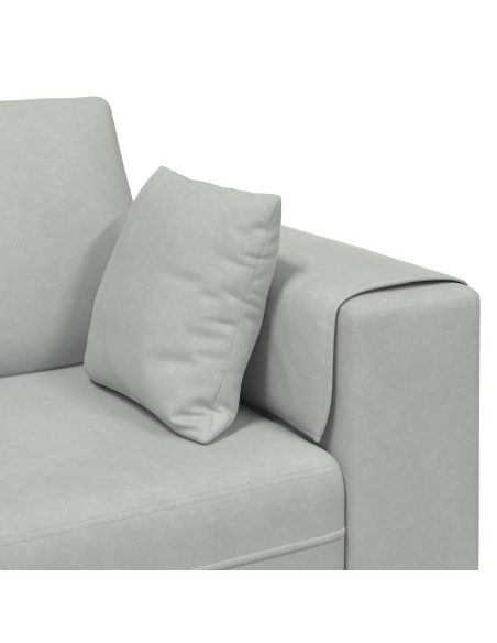 Divano in Velluto con cuscino con cuscino Grigio chiaro 208 cm Velluto