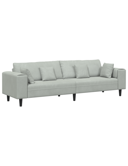 Divano in Velluto con cuscino con cuscino Grigio chiaro 208 cm Velluto