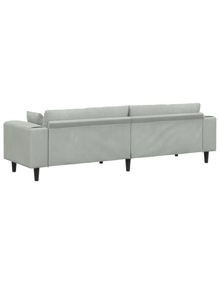 Divano in Velluto con cuscino con cuscino Grigio chiaro 208 cm Velluto