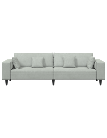 Divano in Velluto con cuscino con cuscino Grigio chiaro 208 cm Velluto