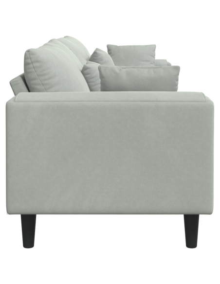 Divano in Velluto con cuscino con cuscino Grigio chiaro 208 cm Velluto