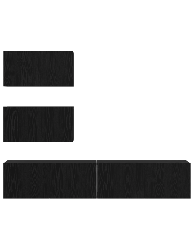 Set mobile TV 4 pcs Rovere Nero Legno multistrato