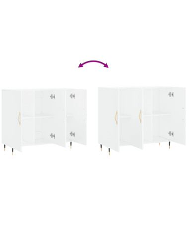 Credenza Bianca 90x34x80 cm in Legno Multistrato