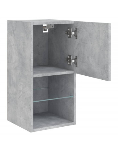 Mobili TV con Luci LED 2pz Grigio Cemento 30,5x30x60 cm