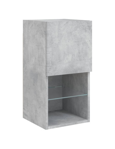 Mobili TV a Muro 4pz con Luci LED Grigio Cemento