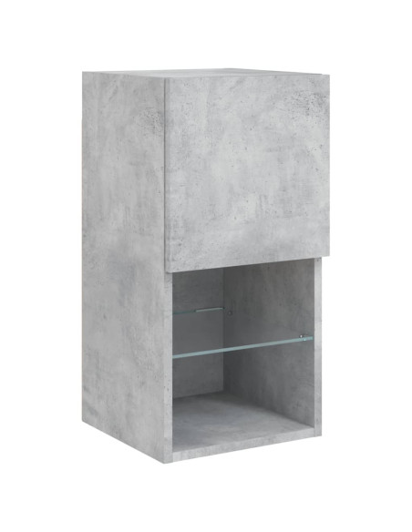 Mobili TV a Muro 4pz con Luci LED Grigio Cemento