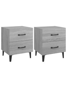 Comodini 2 pz Grigio Sonoma 40x35x47,5 cm