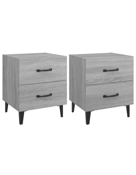 Comodini 2 pz Grigio Sonoma 40x35x47,5 cm
