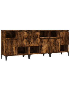 Credenze 3pz Rovere Fumo 60x35x70 cm in Legno Multistrato