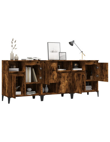 Credenze 3pz Rovere Fumo 60x35x70 cm in Legno Multistrato