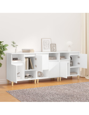 Credenze 3pz Bianche 60x35x70 cm in Legno Multistrato