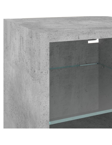 Mobili TV a Muro con LED 8pz Grigio Cemento Legno Multistrato