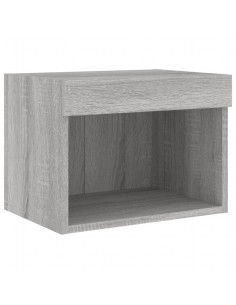 Mobili TV a Muro 4pz con Luci LED Grigio Sonoma 2