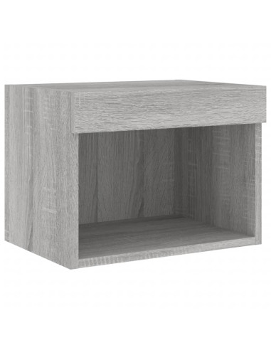 Mobili TV a Muro 4pz con Luci LED Grigio Sonoma