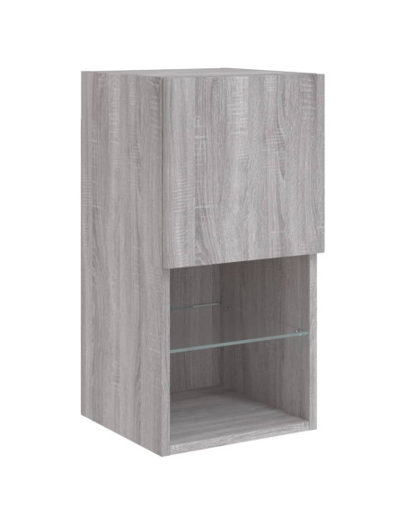 Mobili TV a Muro 4pz con Luci LED Grigio Sonoma