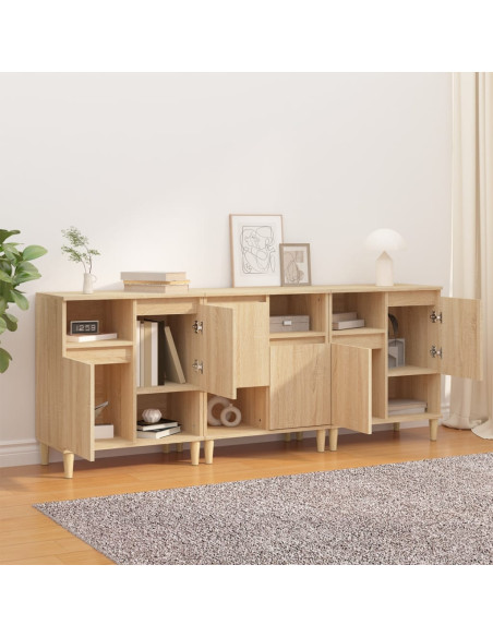 Credenze 3pz Rovere Sonoma 60x35x70 cm in Legno Multistrato