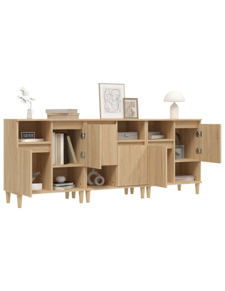 Credenze 3pz Rovere Sonoma 60x35x70 cm in Legno Multistrato