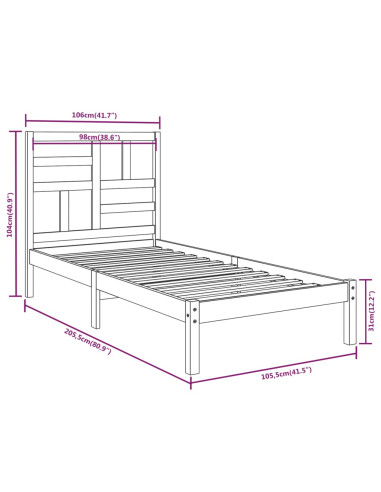 Giroletto Bianco in Legno Massello 100x200 cm