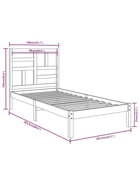 Giroletto Bianco in Legno Massello 100x200 cm