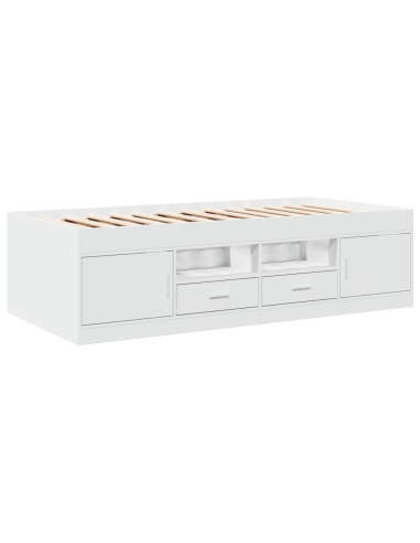 Divano Letto con Cassetti senza Materasso Bianco 90x200 cm